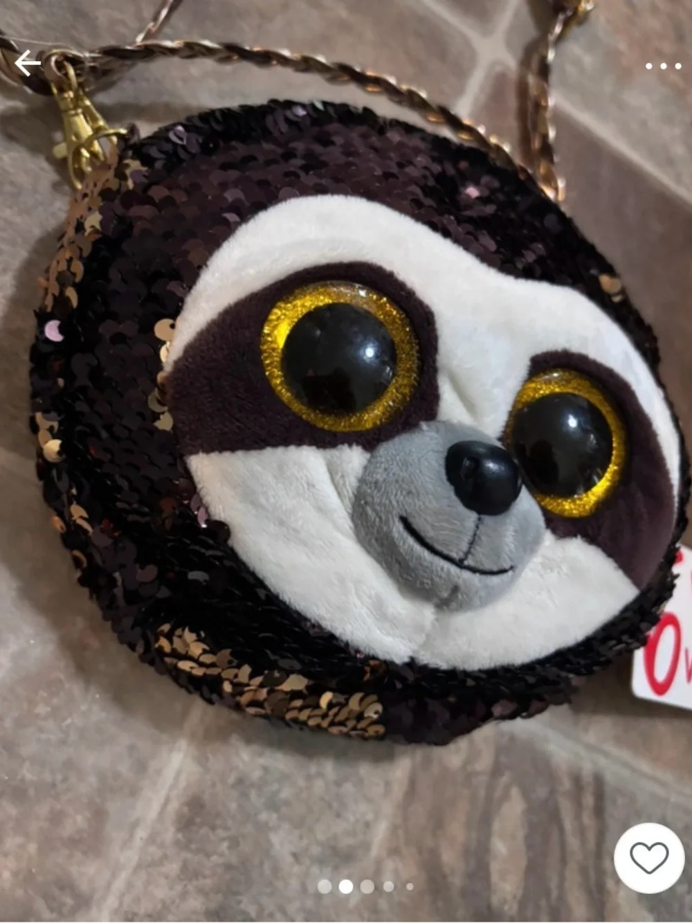 Ty Beanie Boo Sequin Sloth Crossbody Bag NWT